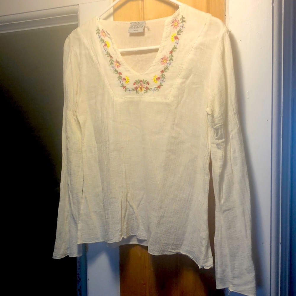 Vintage Embroidered Peasant Top
